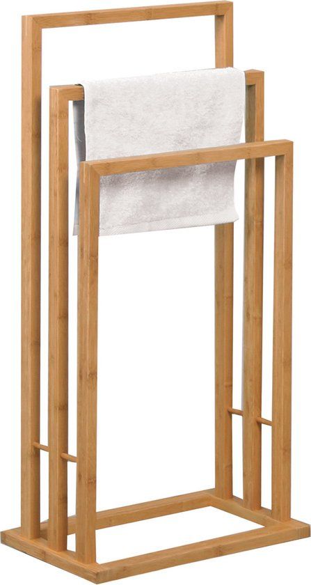 MSV Bamboo Towel Rack - 42 x 24 x 82 cm - Light Brown