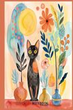 Cute Watercolor Cat Grid Notebook