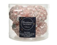 Decoris Dennenappel glas d5h7 cm poederroze 6st kerstbal hangdeco kerst