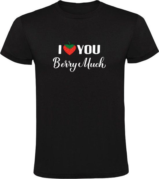 Sol's I love you berry much Heren T-shirt Zwart Maat M