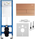 Rea - Inbouwframe Set Voor Wc Slim 024n Met T Brush Copper Bedieningsplaat