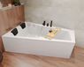 Badland INTIMA hoekbad 150 x 85 cm links wit met hoofdsteun met bamboe badplank zonder zijpaneel