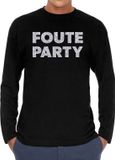 Bellatio Decorations Shoppartners Bv Foute party zilver glitter long sleeve t-shirt zwart heren XL