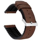 BARTON Hybride armband van leer en rubber met geïntegreerde veerpennen met snelsluiting, 316L roestvrij staal, kies kleur, horlogebandjes 18 mm, 20 mm en 22 mm, 20 mm, leer