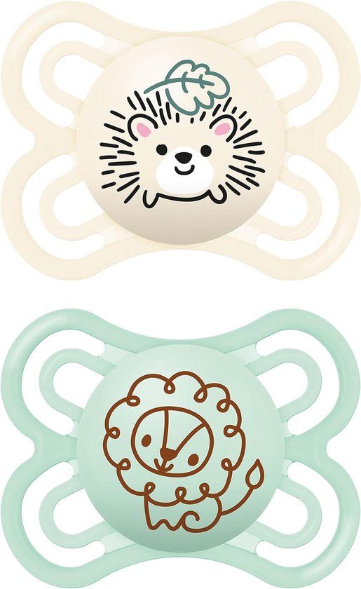 MAM Perfect Fopspeen Set (2 stuks) - 0-6 maanden - Egel/Leeuw
