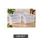 keepeer Ensemble de 2 boîtes de rangement Bea sans couvercles, empilables, 39 × 33,5 × 32 cm, 30 L Blanc/Transparent