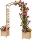 Merkloos Rozenboog - met 2 plantenbakken - 206x180x40 cm - hout - beige