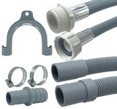 Fixem® - 2.5M Verlengslang set voor wasmachine en vaatwasser - toevoerslang en afvoerslang verlengset - inclusief afvoerverbindsstuk 19mm x 21mm en slangklemmen