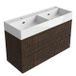 Saniclass Badkamermeubelset - 120x45x72cm - Legend keramische wastafel wit - 2 wasbakken - 2 kraangaten - 2 lades - mat eiken charcoal (hout) SW1420808/SW1382551