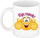 Bellatio Decorations Mok - Duim Smiley - Roze - 300 ml - Keramiek
