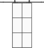 vidaXL Schuifdeur met beslagset, zwart, 90x205 cm, ESG glas