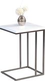 M2 Kollektion 581888 bijzettafel Michi, frame metaal roestvrij stalen look, dekplaat decor wit hoogglans, 38 x 43 x 62,5 cm