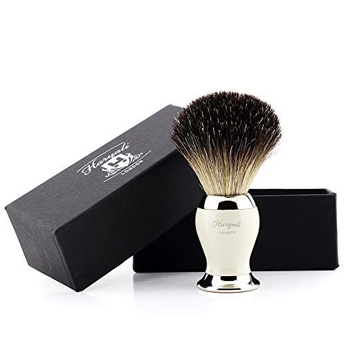 Haryali London Heren Scheerborstel met Pure Zwarte Badger Haarborstel voor Baard en Snor Nat Scheren Perfect cadeau voor Mannen