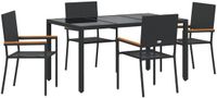 vidaXL Tuineetkamerset, 5-delig, poly rattan, zwart