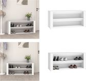 vidaXL Schoenenrek - 100x35x45 cm - Bewerkt hout - Wit