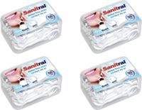 Sanitral Dental Floss Sticks, Strong Non Broken Dental Floss, 2 in 1 Toothpicks with Transparent Travel Case, Perfect for Family, Hotel, Travel (Pack of 4x50)