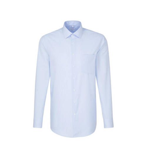 Seidensticker gestreept regular fit overhemd lichtblauw