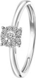 Lucardi Bague pour femme avec 10 diamants 0,08ct - Bague - Cadeau - Or 14 carats - Or blanc