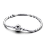PANDORA Moments slangenschakelarmband met polarster sluiting van sterling zilver met zirkonia, compatibel Moments Charms, grootte: 17 cm, 593584C01-17