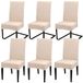 MOLVCE Stoelhoezen, set van 6 stuks, universele bi-elastische hoezen voor stoelen, moderne stretch stoelhoezen, stoelafdekking, afneembaar, wasbaar, voor eetkamer, hotel, banket, feestdecoratie, beige