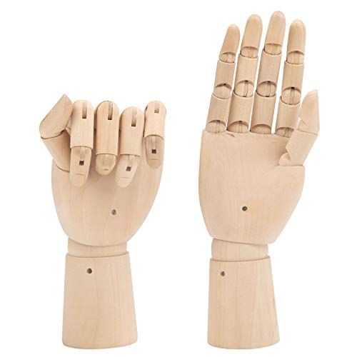 BELLE VOUS Flexibele Houten Mannequin Hand Model Figuren (2 Pak) - 18,5 cm - Beweegbare Display Mannequin voor Tekenen, Schetsen en Schilderen - Sieraden Houder