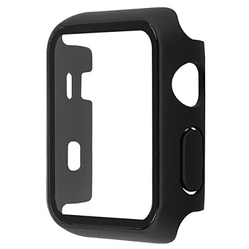 mumbi Beschermhoes met gehard glas compatibel met Apple Watch Series 1/2/3, 42 mm hoes case in zwart