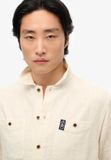 Superdry The Merchant Store Heren Overhemd met Korte Mouwen en Textuur - Off White - XXL