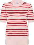 Saint Tropez PilaSZ SS Pullover Dames Trui - Chalk Pink Red Multi Stripe