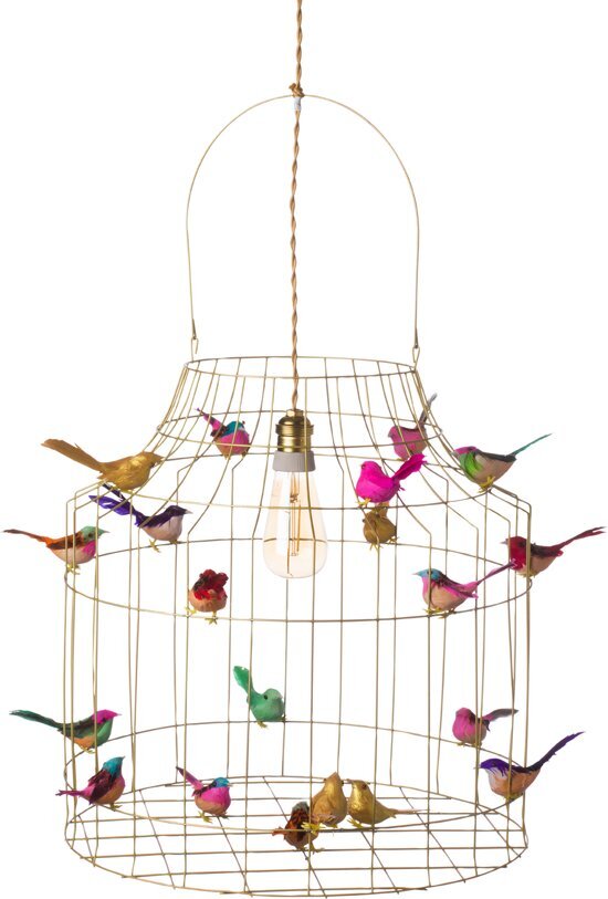 Dutch Dilight Hanglamp goud met gekleurde vogeltjes nÃ©t echt