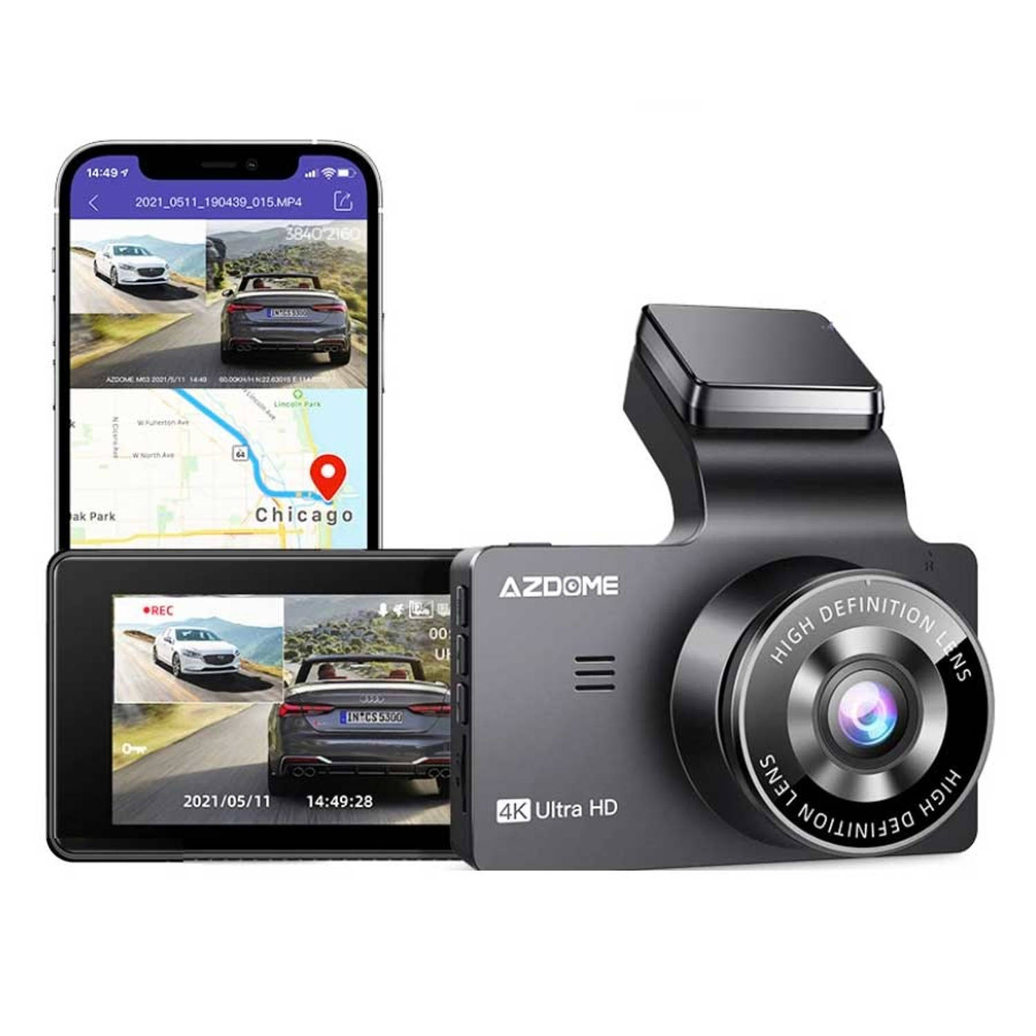 last Berg Vesuvius gouden AZDome M63 Pro dashcam - Ultra 4K resolutie - Wifi - GPS - Parkeerstand -  64gb Micro SD - 3.0 inch IPS LCD - dashcam voor auto met optionele achter  camera dashcam kopen? | Kieskeurig.nl | helpt je kiezen