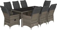 vidaXL 9-delige tuinset met kussens, polyrattan, grijs