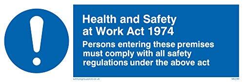 Viking Signs Viking Signs MV299-L15-3M "Health and Safety Work Act 1974" Sign, 3 mm Rigid Plastic, 50 mm H x 150 mm W