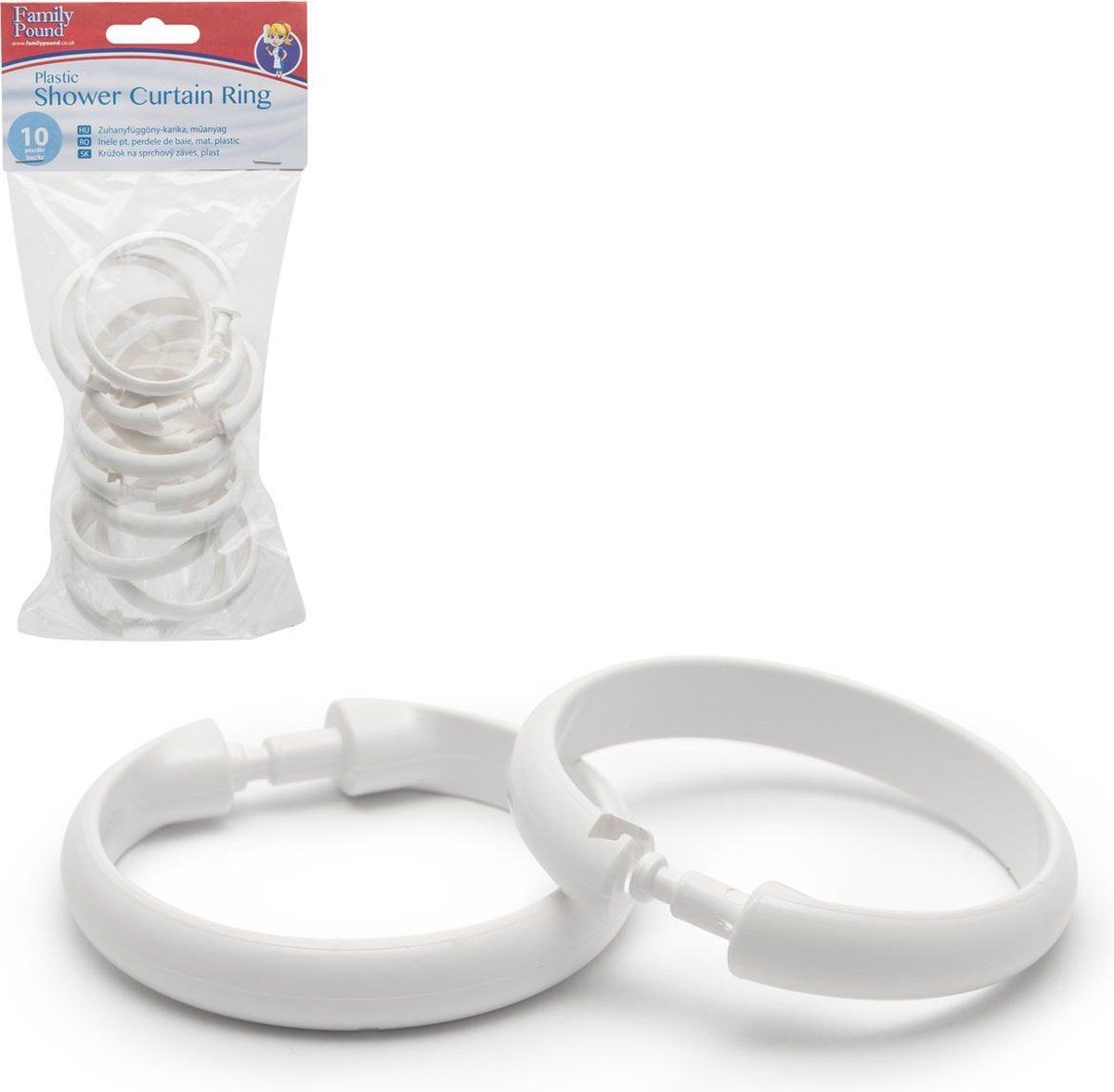 Family Pound Douchegordijn Ringen - 10 Stuks - Universeel - Wit - PVC