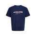 JACK & JONES Shirt 'JJABBO' nachtblauw / donkerrood / wit