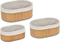 CEPEWA Kast/badkamer opbergmandjes - set 3x stuks - bamboe hout met hoes - in 3 formaten - organiser manden