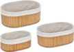 CEPEWA Kast/badkamer opbergmandjes - set 3x stuks - bamboe hout met hoes - in 3 formaten - organiser manden