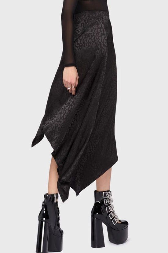 KIHILIST by KILLSTAR KILLSTAR Kihilist Nova Asymmetric Skirt Dames Midirok - zwart - S