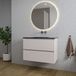 Saniclass Chaci Badkamermeubelset - 80x46x55cm - keramische wastafel zwart - 1 wasbak - zonder kraangat - 2 lades - ronde spiegel met verlichting - mat cotton (beige)