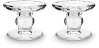 vtwonen Set van 2 Kandelaren Glas Transparant 9 cm