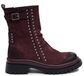 Maciejka Bottes d'hiver en cuir naturel bordeaux avec talon bloc et fermeture éclair