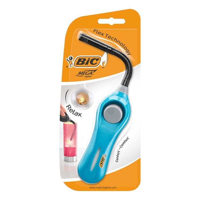 BIC Megalighter Flex aansteker - Zwart/Blauw/Rood - Lange hals - 1 stuk