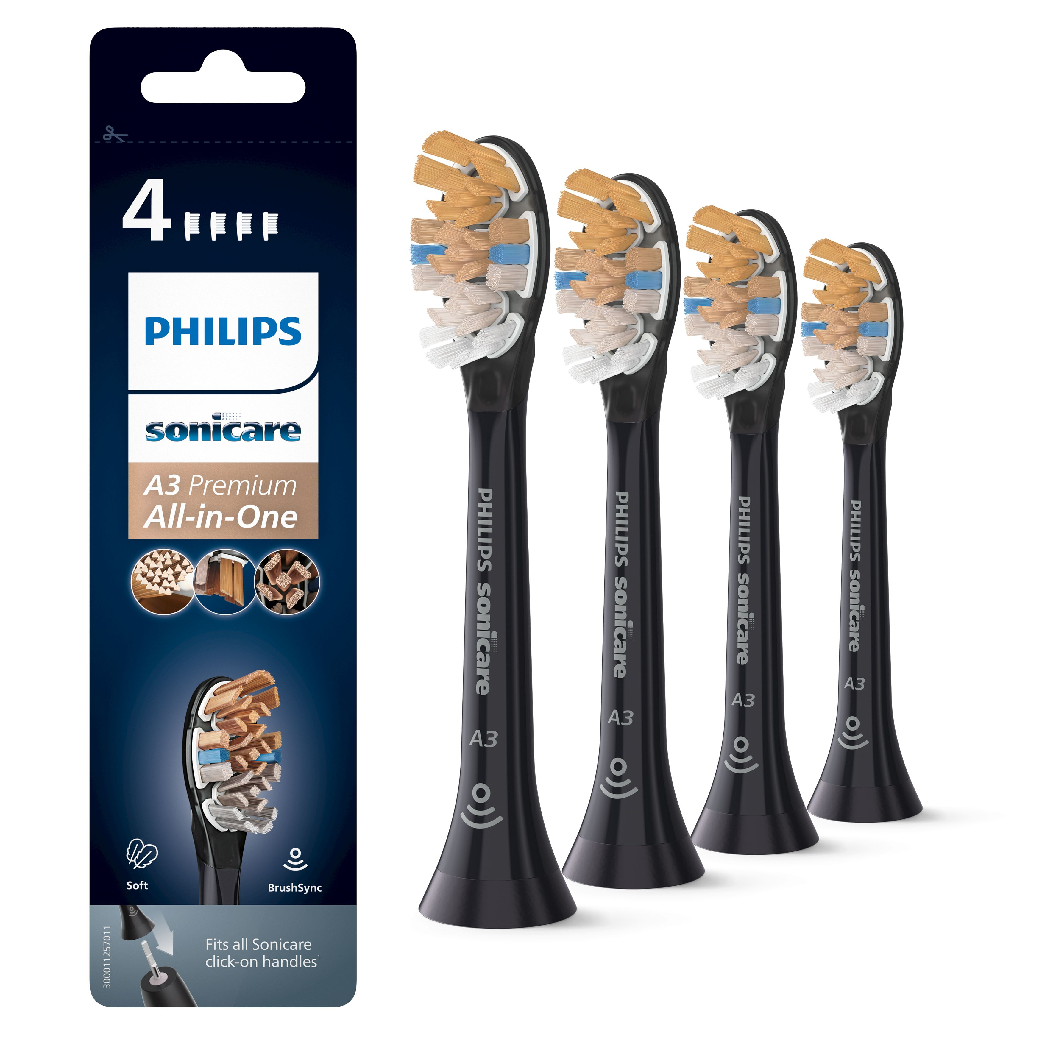 Philips A3 Premium All-in-One HX9094/11 4x Zwarte sonische opzetborstels