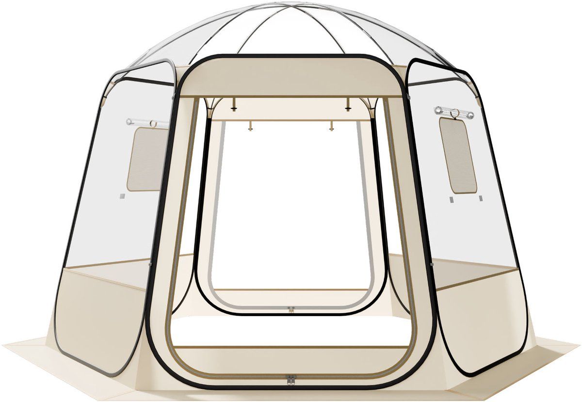 VEVOR Pop-up bubbeltent, 3 x 2,8 m, waterdicht en uv-bestendig, transparant, campingtent, buitentent, koepel, iglootent met ramen, 540° panoramisch uitzicht, voor 4-8 personen, terras, achtertuin