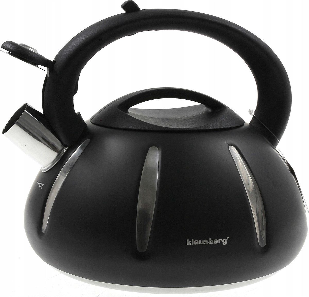 KLAUSBERG 7548 - Fluitketel - 3 liter - zwart - RVS