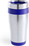 Merkloos / Sans marque Makito Western Europe RVS warmhoudbeker - 450 ml - zilver blauw - dubbele wand - reisbeker