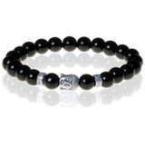 Memphis Lookinggoodtoday Kralen armband Onyx Buddha Zilverkleurig