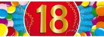 Bellatio Decorations 18 jaar leeftijd sticker - 19 x 6 cm - verjaardag - jubileum - versiering