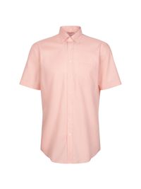 Seidensticker Chemise d'affaires pour homme - Coupe droite - Infroissable - Col boutonné - Manches courtes - 100% coton, Orange, 43
