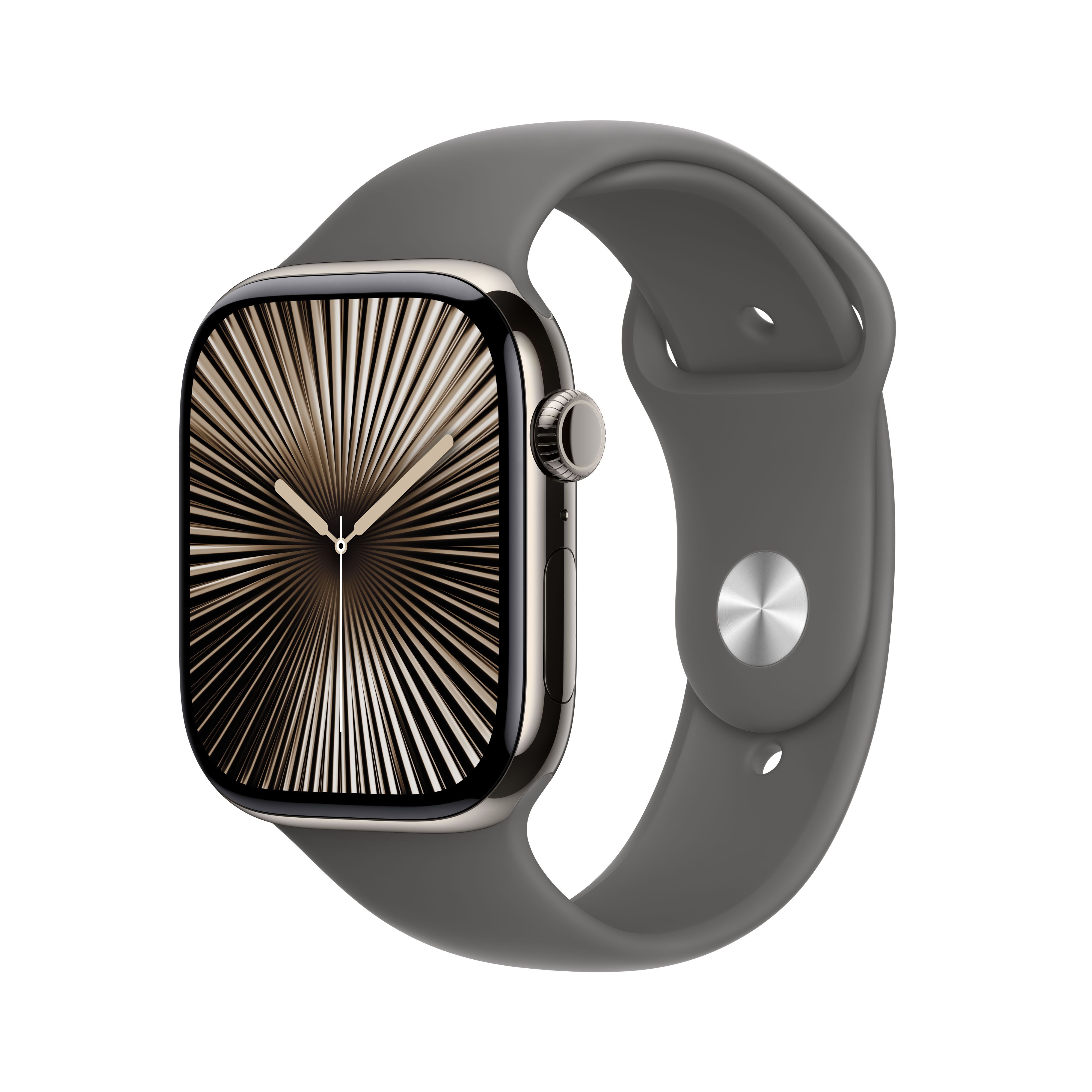 Apple Watch Series 10 46mm Natural Titanium - Stone Grey Sport Band (M/L) - GPS + Cellular