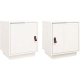 Icecat Tables De Chevet 2 Pcs Cabinet De Chevet Table De Nuit Blanc 40x34x45 cm Bois De Pin Massif
